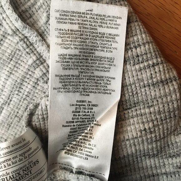 GUESS LONG SLEEVE SHIRT/SWEATSHIRT MENS WHITE AND GREY QUILTED SHOULDERS SIZE L - Picture 10 of 11